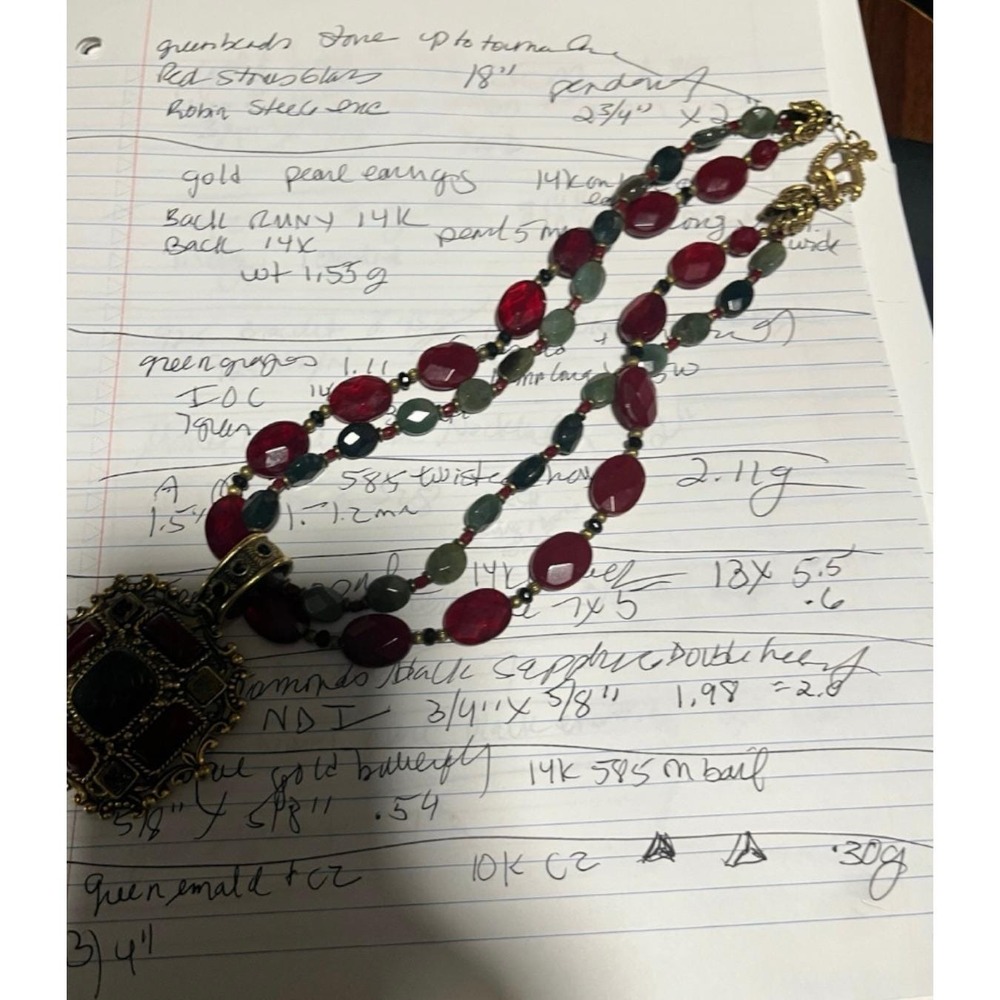 Robin Steele Green Two Strand Ornate Pendant‎ Gemstone Intaglio Warrior Necklace - Picture 12 of 12